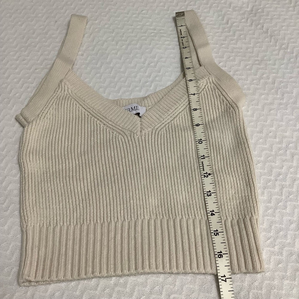 Intermix XS (P) Beige cotton knitted Tank Top Scoop Neck (0147) - Picture 8 of 9